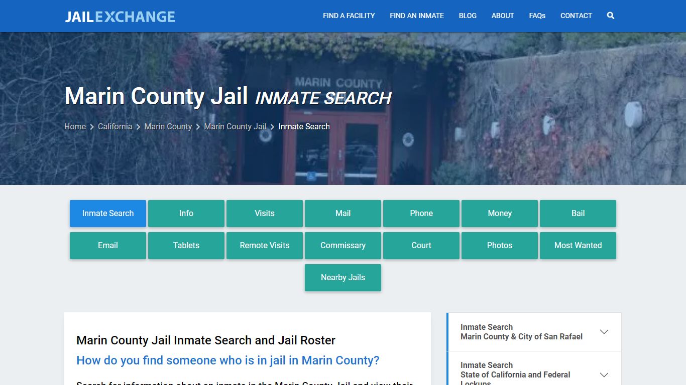 Inmate Search: Roster & Mugshots - Marin County Jail, CA